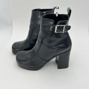 Harley Davidson Mega Harness Motorcycle Boots Black Leather Womens 7 Wide READ